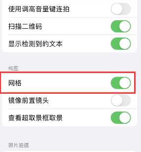 孝南苹果手机维修网点分享iPhone如何开启九宫格构图功能